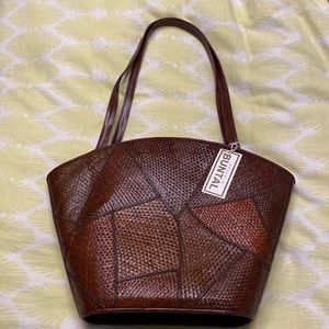 Vintage patchwork basket weave handbag - NWT